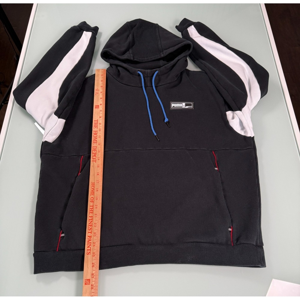 Puma Black & White Cotton Blend Men's Color Blocked Hoodie Logo - XL - Picture 6 of 9